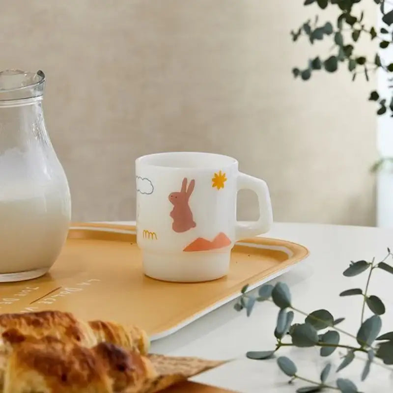 Korean Little Buddy - Milk Glass Mug - Modern House - Mugs - Harumio