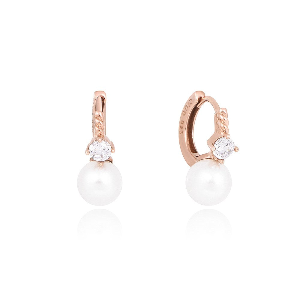 CLUE - Pearl Point One-Touch Rose Gold Earrings