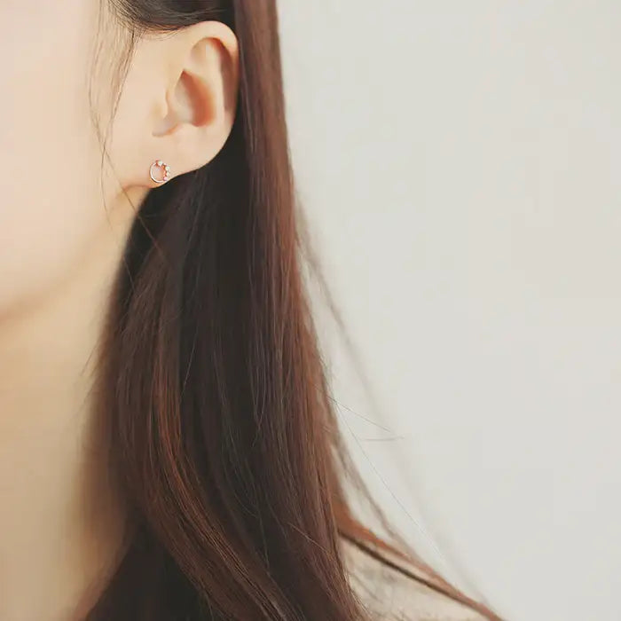 OST - Cubic Round Rose Gold Earrings - OST - Jewelry - Harumio