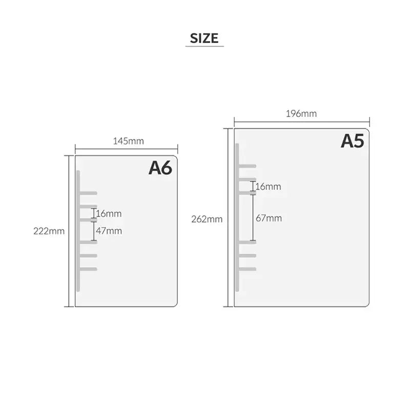 Yudaeng - A5/A6 - Translucent Zipper 6 Holes Diary Cover Pocket Binder - Yudaengdotcom - Binder Pockets - Harumio