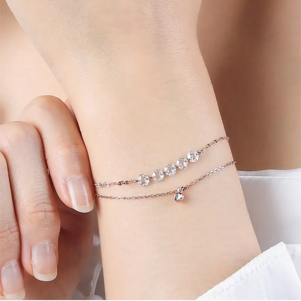 CLUE - Cut Crystal Chain Silver Bracelet - CLUE - Jewelry - Harumio