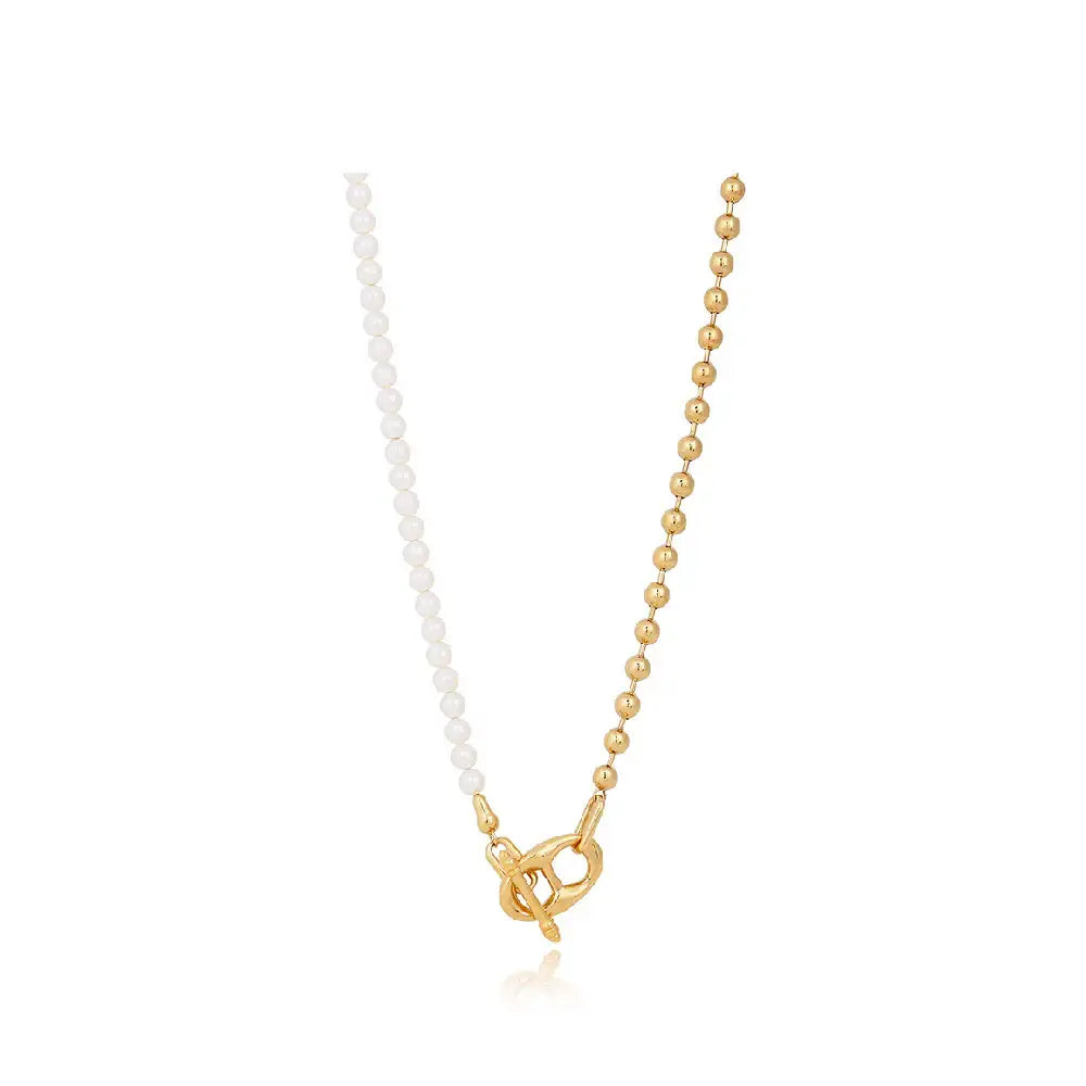 CLUE - C Collection Iconic C Two-tone Pearl Necklace - CLUE - Jewelry - Harumio