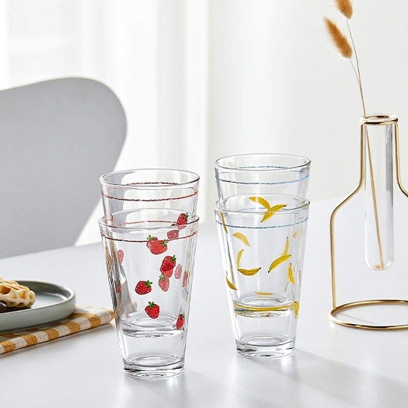 Korean ON - Strawberry Banana Glass Cup 4P Set