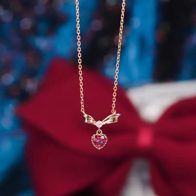 Saint Tail x Clue - Lovely Ribbon Silver Necklace - CLUE - Jewelry - Harumio