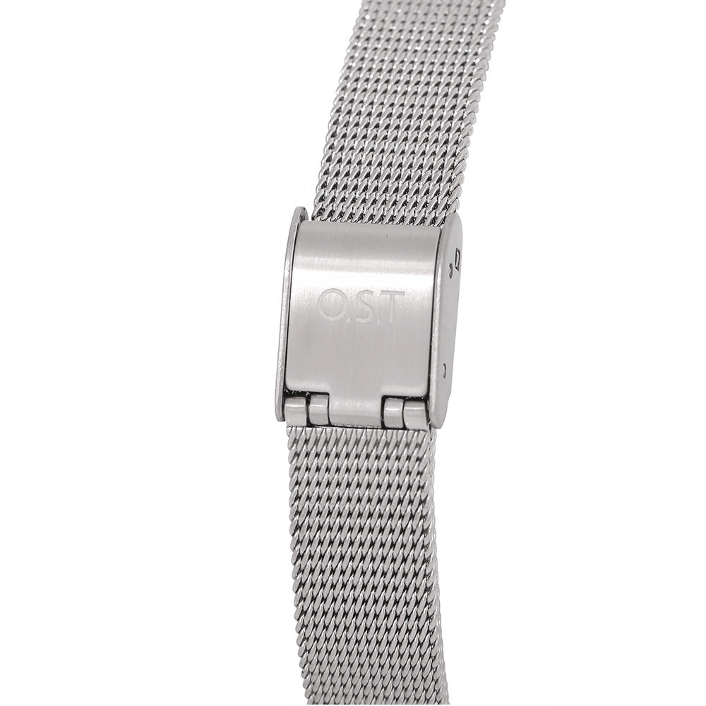OST - Earth Night Sky Artificial Satellite Silver Mesh Watch