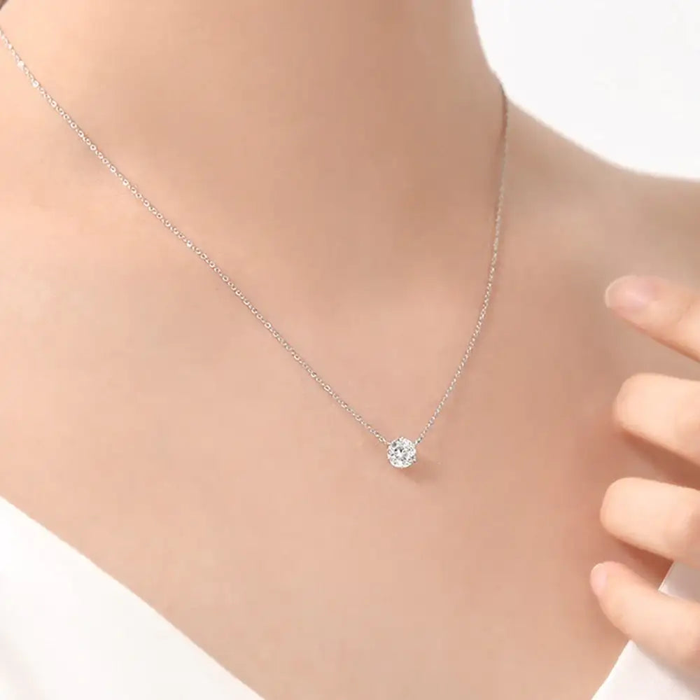 OST - Simulated Diamond 1ct Solitaire Women's Necklace - OST - Jewelry - Harumio
