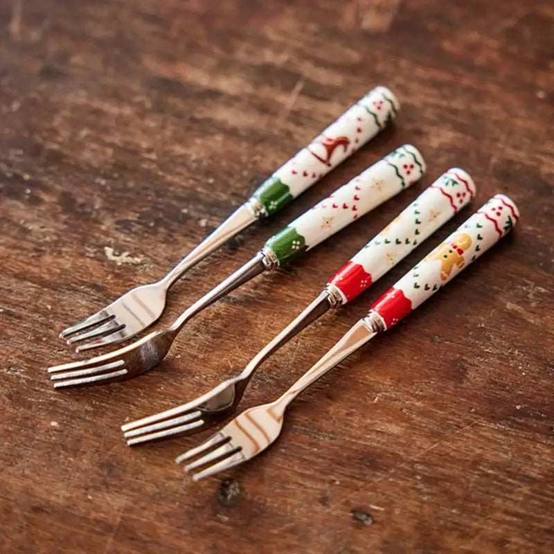 Korean Christmas Village - Tea Fork 4P Set - Modern House - Cutlery - Harumio