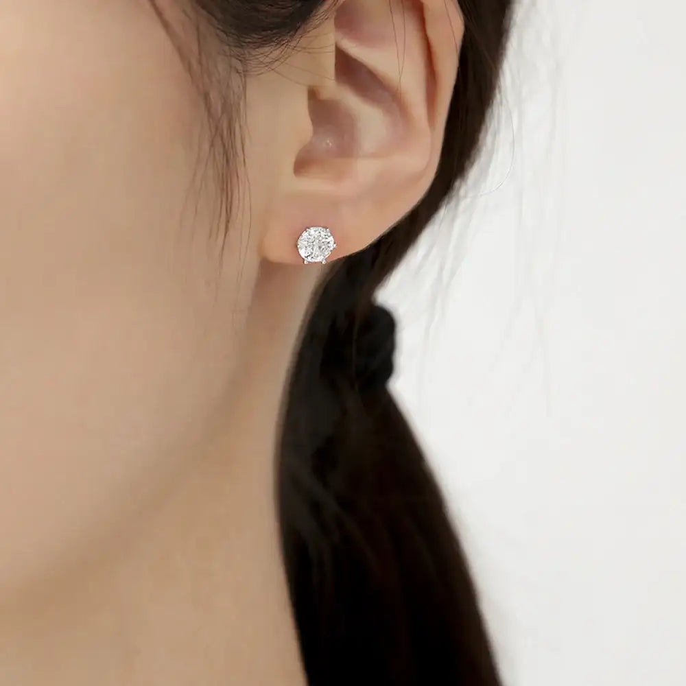 OST - Simulated Diamond 1ct Solitaire Ear Pierce - OST - Jewelry - Harumio