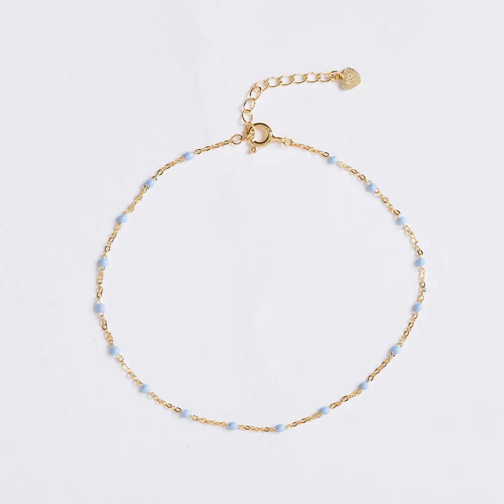 OST - Sky Blue Yellow Gold Anklet - OST - Jewelry - Harumio