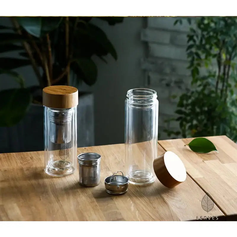 LEAVES- Bamboo Glass Tea Tumbler - LEAVES - Kitchenware - Harumio