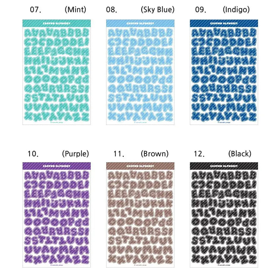 WANNATHIS - Crayon Alphabet Number Sticker Set - WANNATHIS - Accesories - Harumio