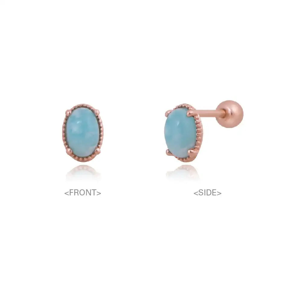 CLUE - Wish Spell Amazonite Natural Stone Oval Silver Piercing - CLUE - Jewelry - Harumio