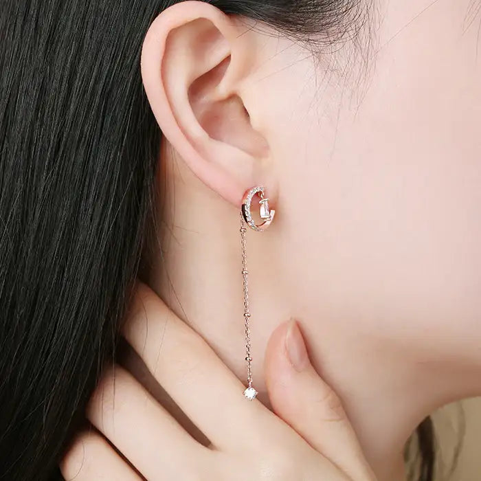 OST - Circular Radiant Rose Gold Drop Earrings - OST - Jewelry - Harumio