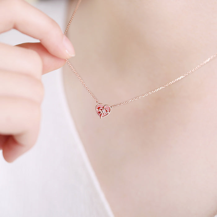OST - Red Heart Gift Rose Gold Necklace