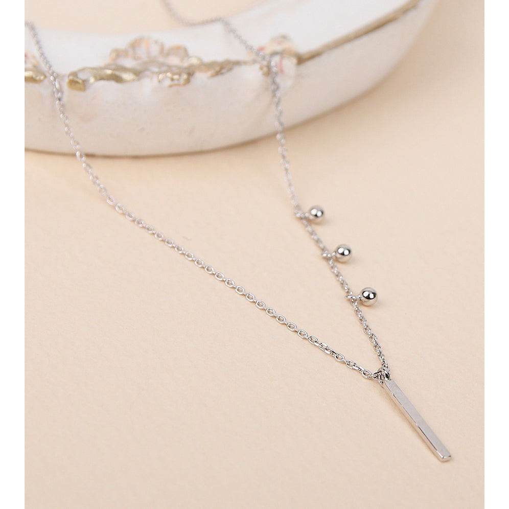 CLUE - Slim Bar Chain Ball Silver Necklace