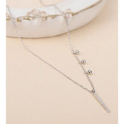 CLUE - Slim Bar Chain Ball Silver Necklace - CLUE - Jewelry - Harumio