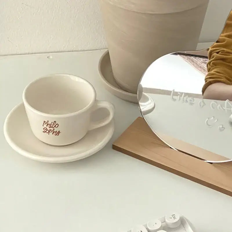 Like A Cafe - Philosophy Brown Square Cup And Saucer Set - Like A Cafe - Home & Living - Harumio