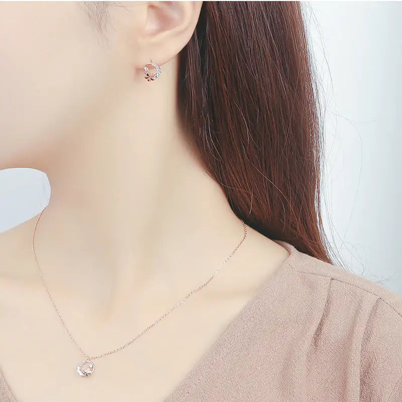 CLUE - Petite Flowery Rose Gold Silver Necklace - CLUE - Jewelry - Harumio