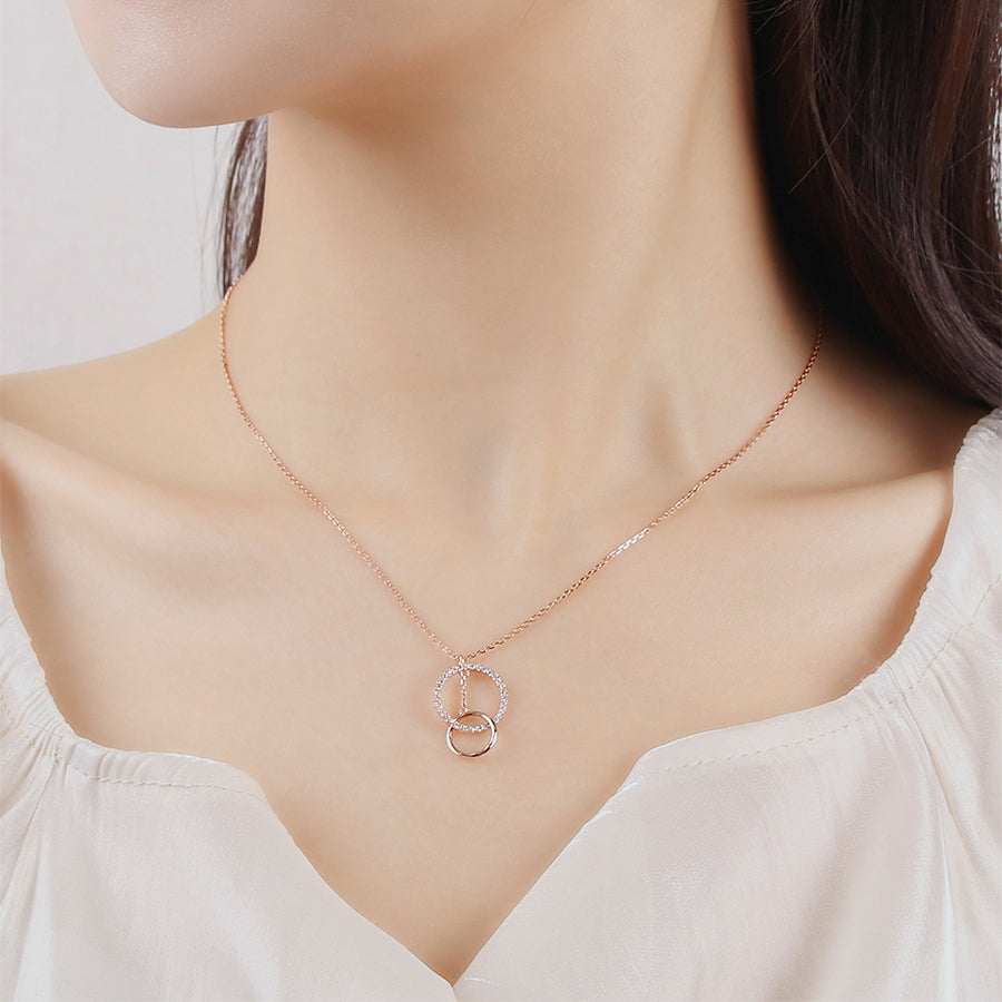 CLUE - Cross Round Drop Rose Gold Necklace