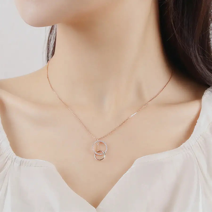 CLUE - Cross Round Drop Rose Gold Necklace - CLUE - Jewelry - Harumio