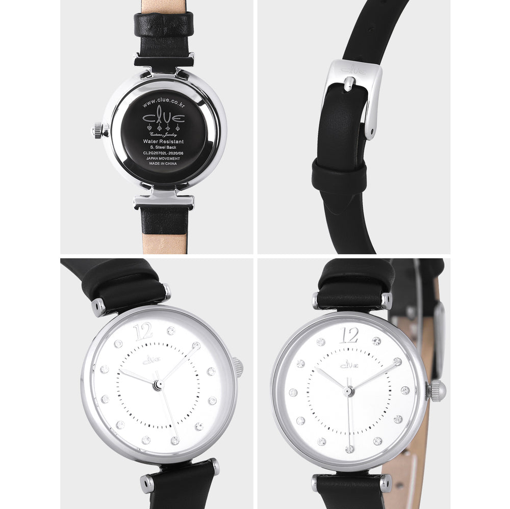 OST - Cubic Circle Black Leather Watch