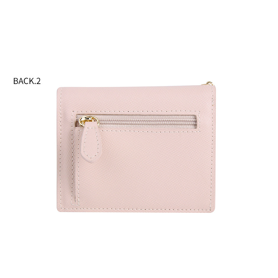 CLUE - Pastel Heart Keyring Pink Bifold Wallet