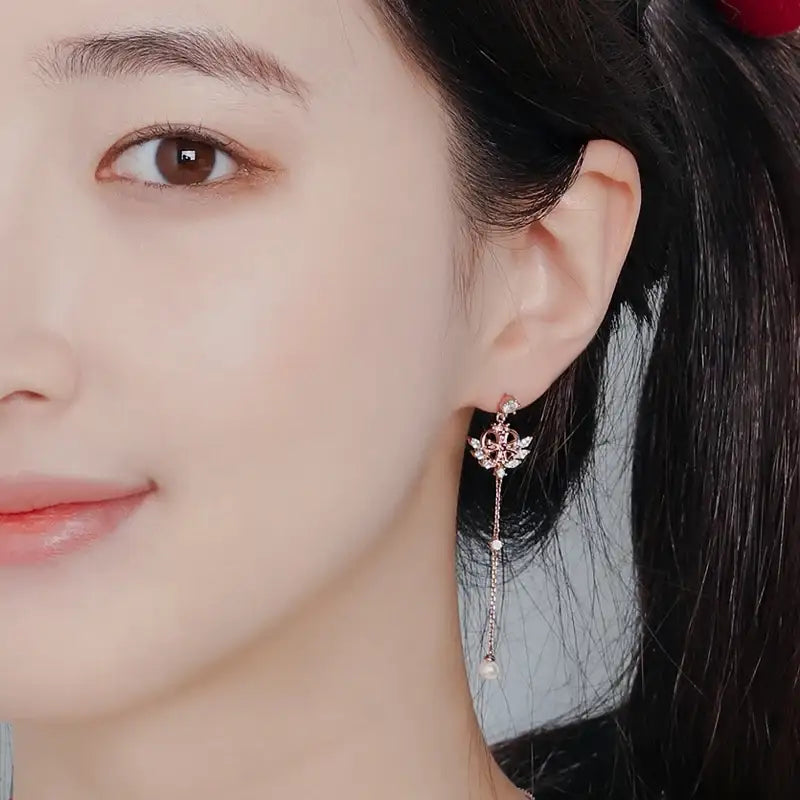Saint Tail x Clue - Saint Heart Long Drop Silver Earring - CLUE - Jewelry - Harumio