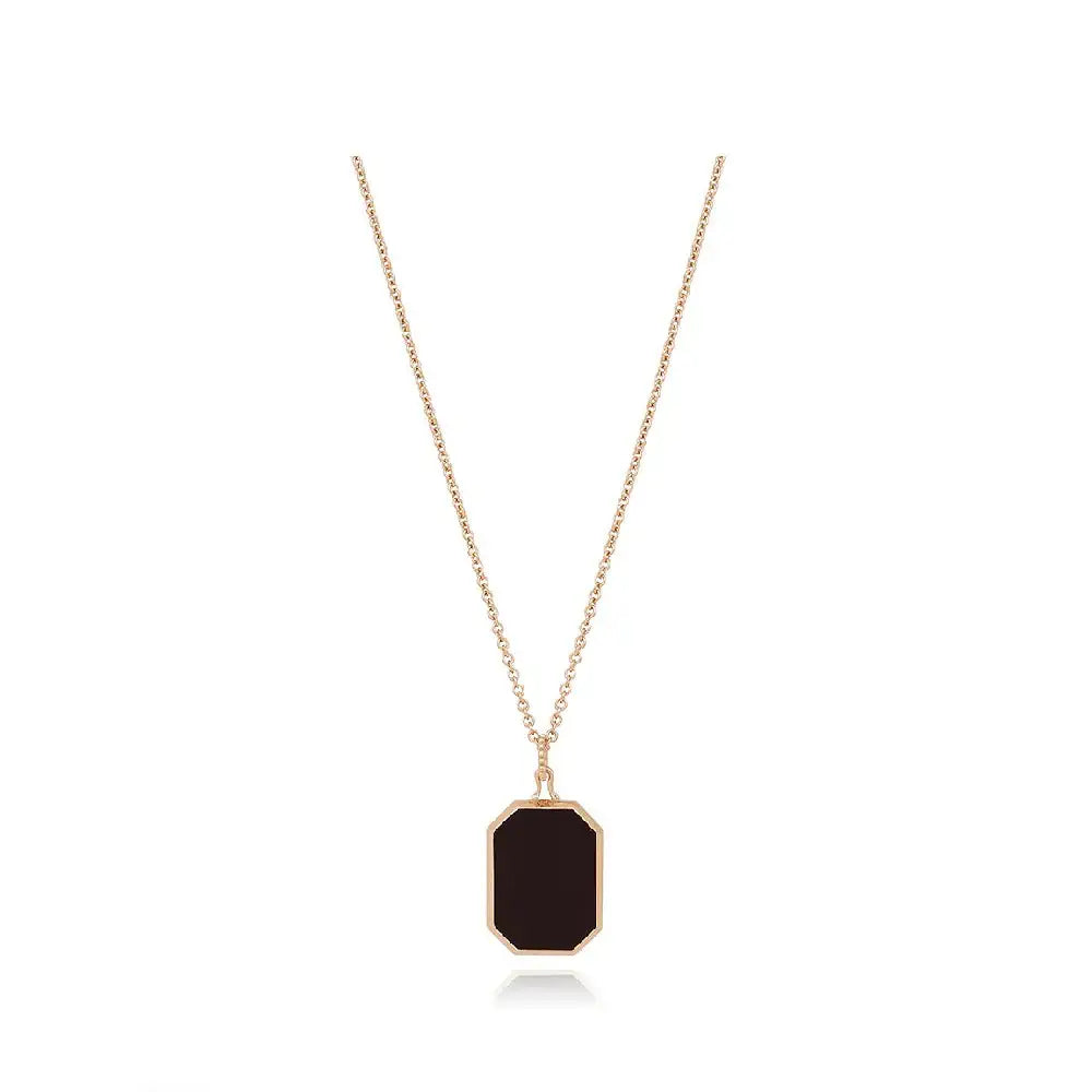 CLUE - C Collection Black Onyx Pendant Rose Gold Necklace - CLUE - Jewelry - Harumio