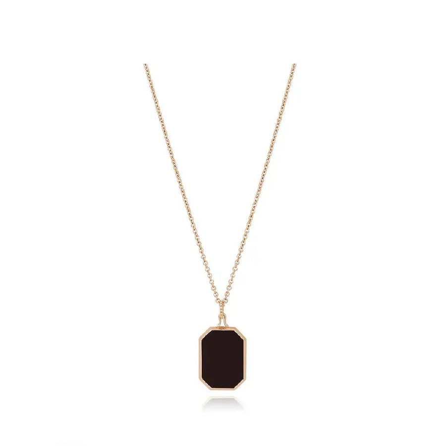 CLUE - C Collection Black Onyx Pendant Rose Gold Necklace - CLUE - Jewelry - Harumio