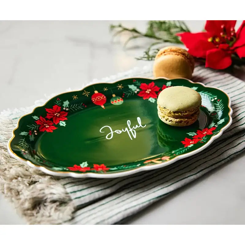 Korean Winter Story - Scallop Gold Rim Oval Dessert Plate - Modern House - Plates - Harumio