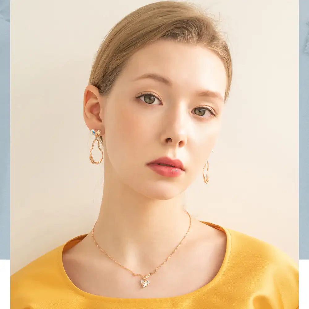 Bloom x Linky Laboratory - Heart Wave Ribbon Rose Gold Necklace - Bloom x Linky Laboratory - Jewelry - Harumio