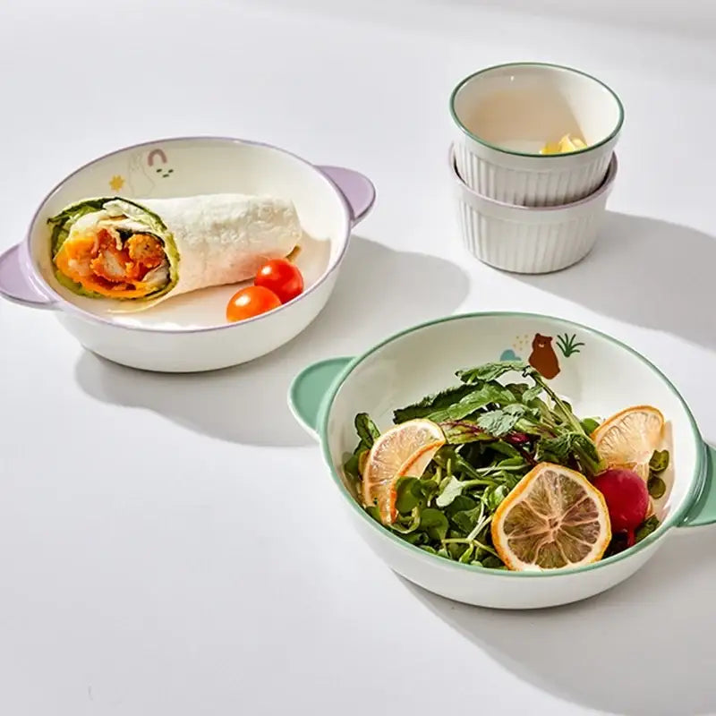 Korean Little Buddy Pom Pom - Two-Handled Bowl and Sauce Bowl 4P Set - Modern House - Bowls - Harumio