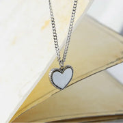 CLUE - Heart White Mother-of-Pearl Surgical Steel Necklace - CLUE - Jewelry - Harumio