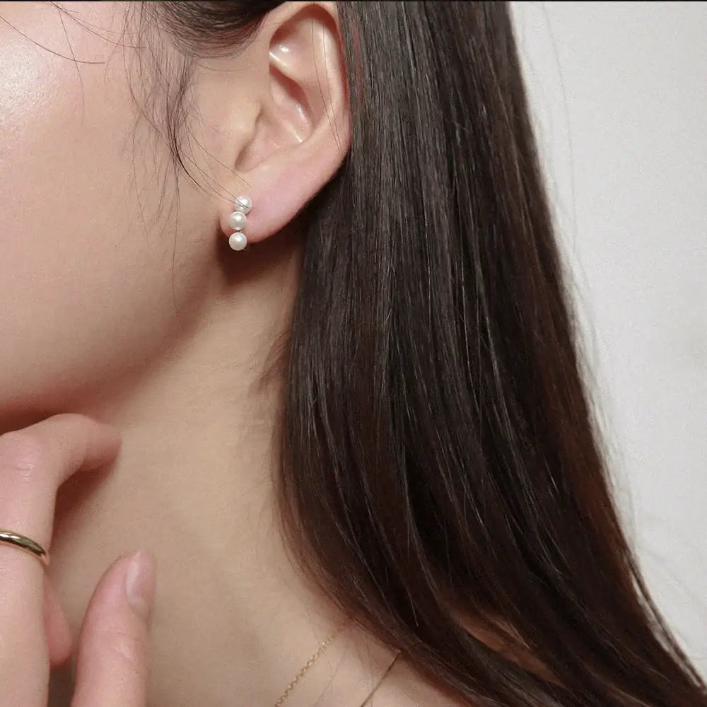 OST - Triple Pearl Point Earrings - OST - Jewelry - Harumio