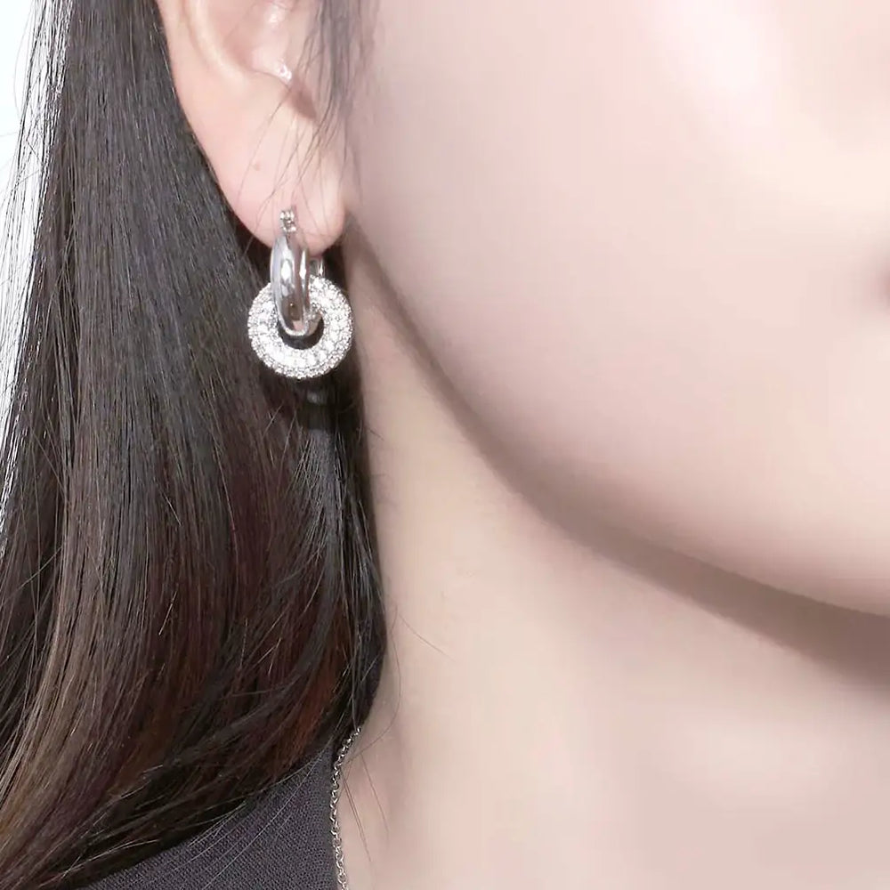 OST - Pavé Setting Double Ring Earring - OST - Jewelry - Harumio