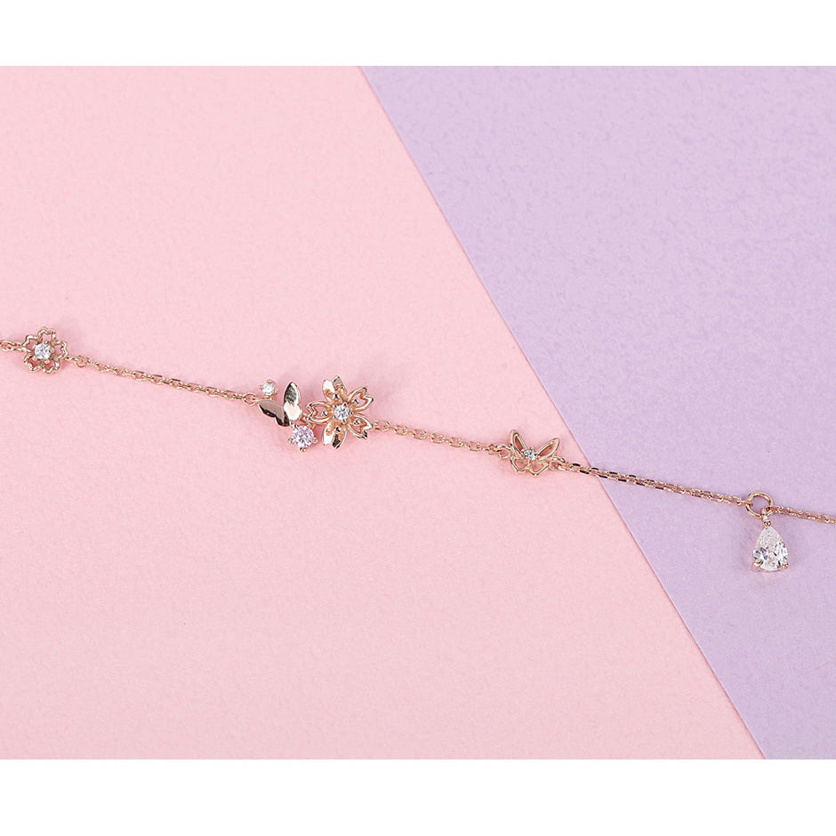 CLUE - Sweet Candy Cherry Blossom Silver Bracelet
