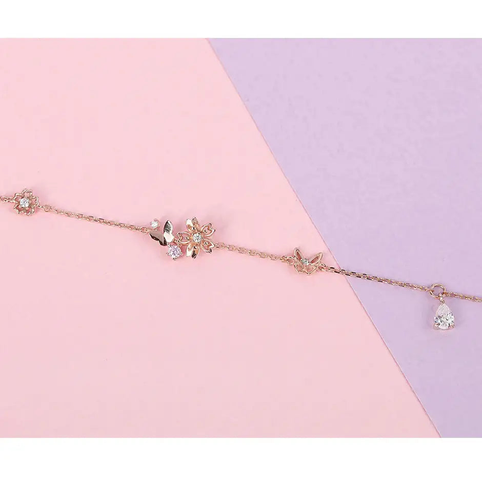 CLUE - Sweet Candy Cherry Blossom Silver Bracelet - CLUE - Accessories - Harumio