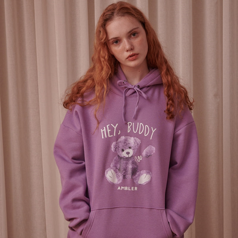 Ambler - Purple Bear Over Fit Hoodie