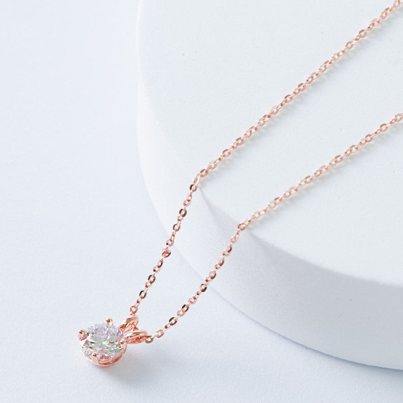 CLUE - Dangle Diamond Rose Gold Necklace