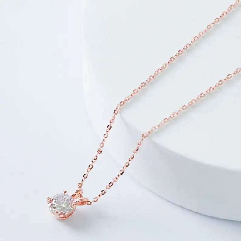 CLUE - Dangle Diamond Rose Gold Necklace - CLUE - Jewelry - Harumio