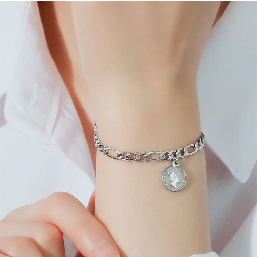 CLUE - Antique Coin Charm Surgical Steel Bracelet - CLUE - Jewelry - Harumio