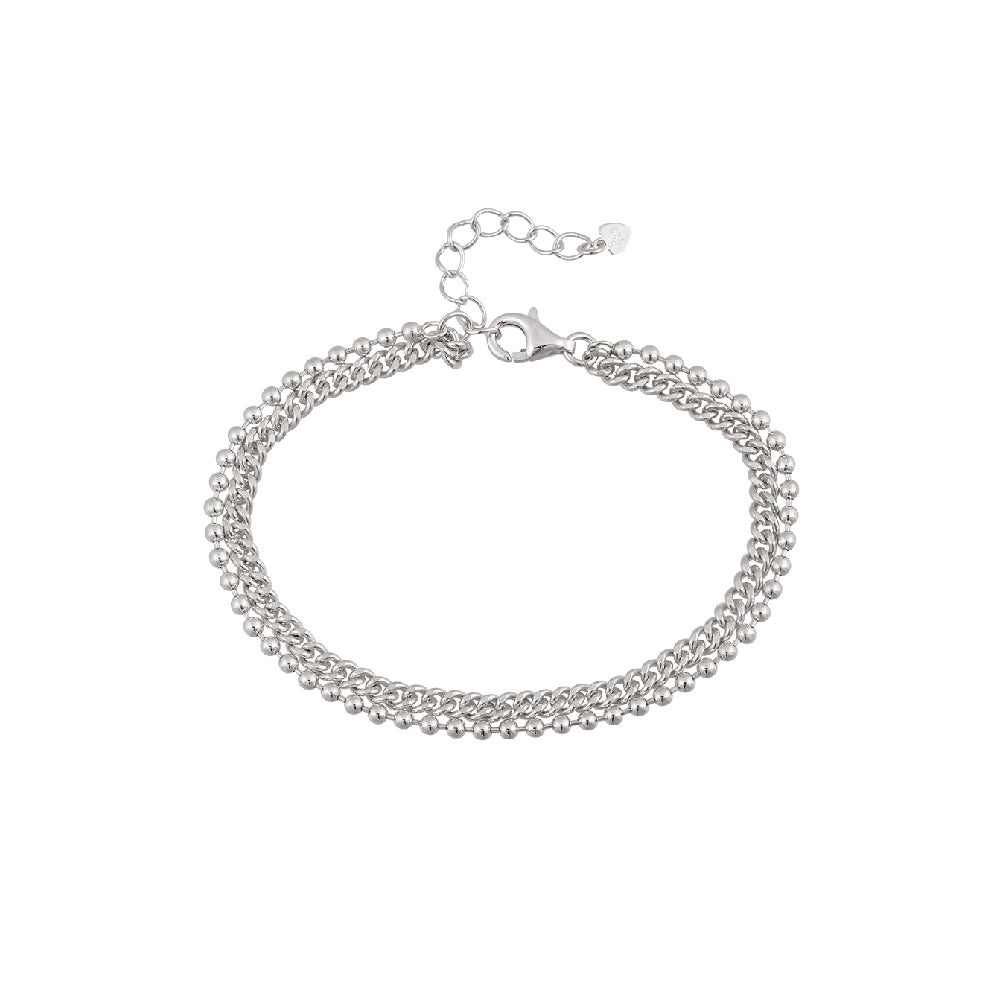 CLUE - Layered Curb Chain Integrated Silver Bracelet