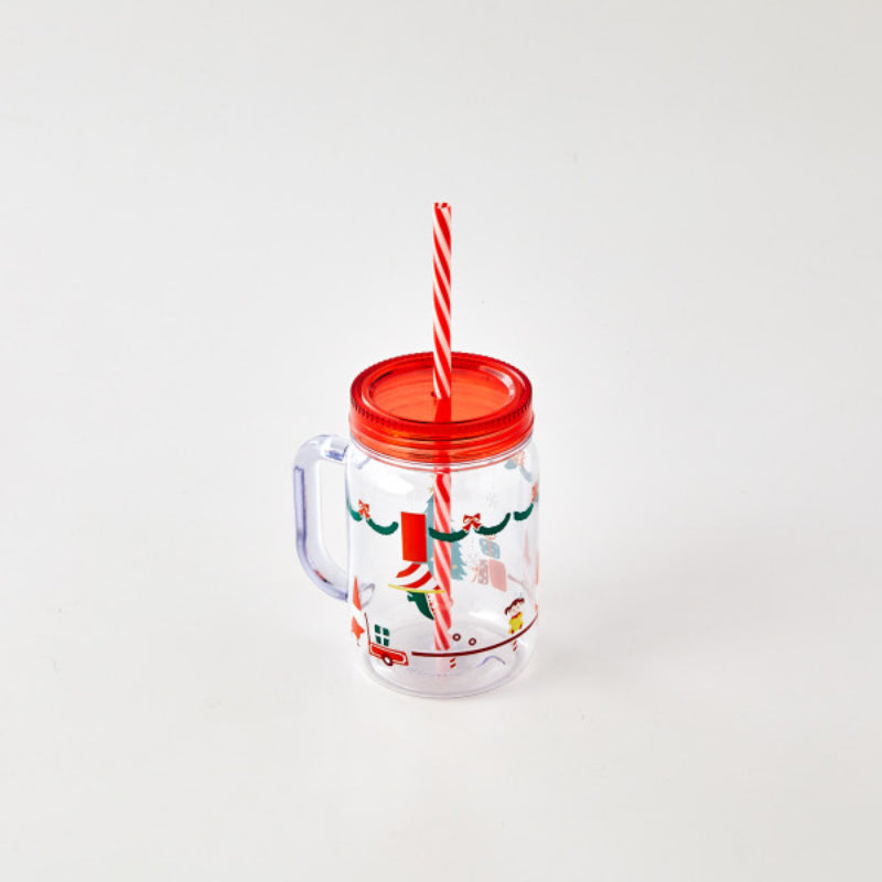 Korean Santa Fairy Village - Tumbler With Handle & Straw