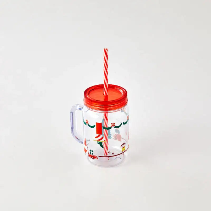 Korean Santa Fairy Village - Tumbler With Handle & Straw - Modern House - Home & Living - Harumio