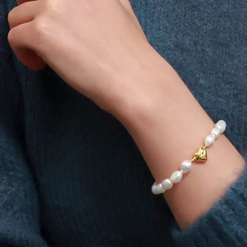 OST - Plump Heart Point Freshwater Pearl Bracelet - OST - Jewelry - Harumio