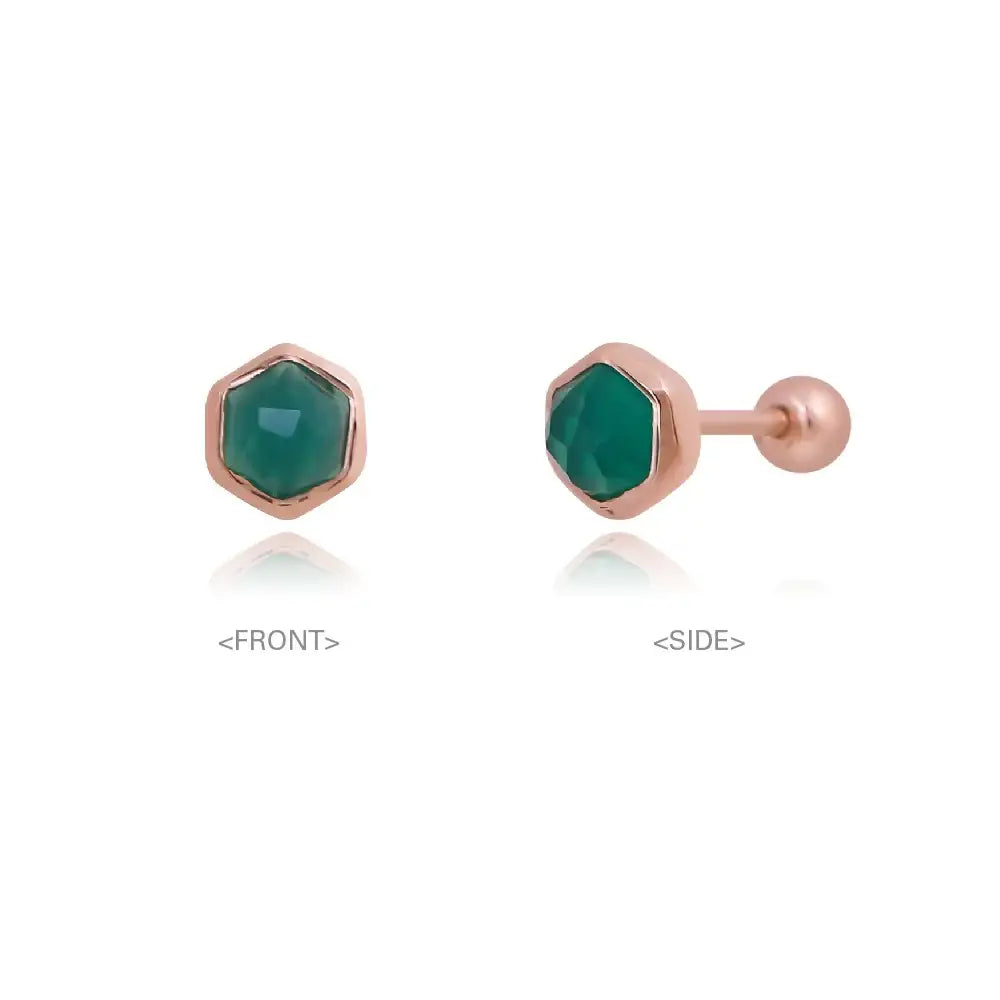 CLUE - Wish Spell Natural Stone Hexagon Silver Piercing - CLUE - Jewelry - Harumio