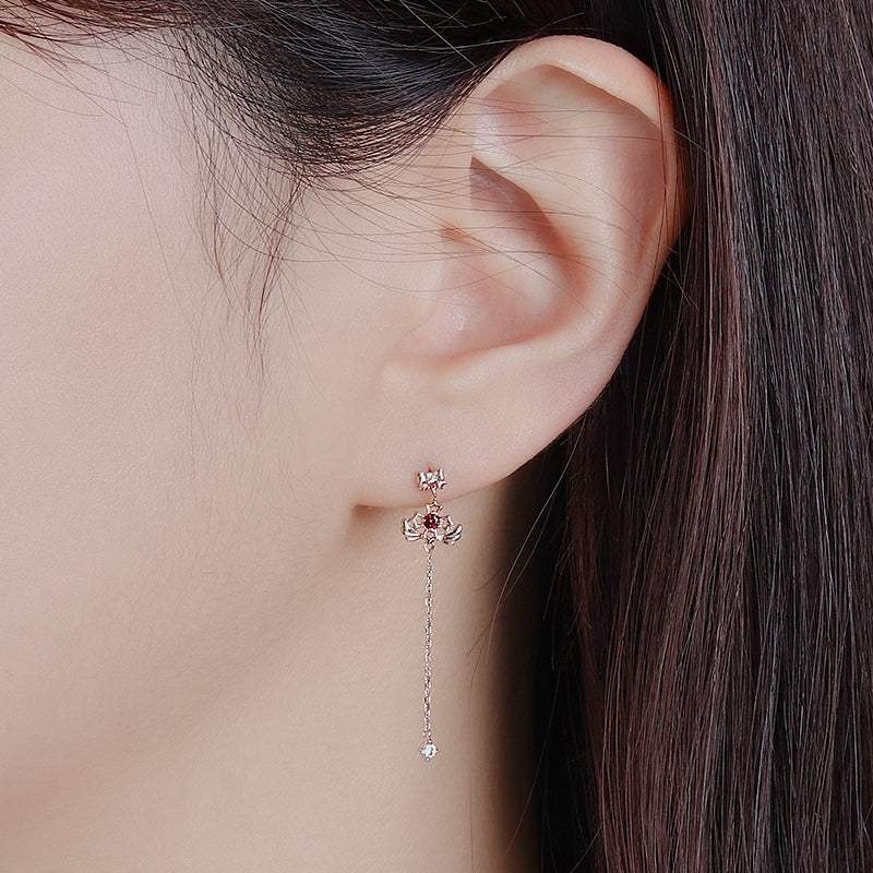 Saint Tail x Clue - Ribbon 10K & 14K Gold Long Drop Earrings - CLUE - Jewelry - Harumio