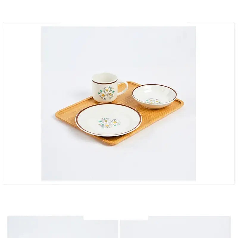 L Daisy Korean Brunch Set & Bamboo Tray - Modern House - Kitchenware - Harumio