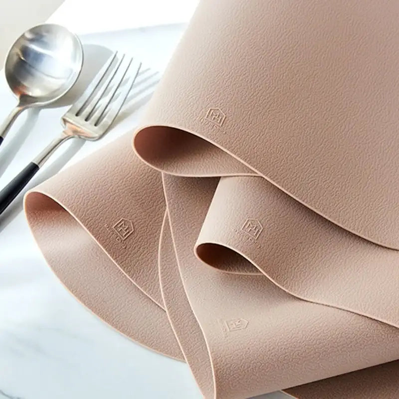 Korean ON Leather Pattern Silicone Square Shaped Table Mat Set 4P - Modern House - Kitchenware - Harumio