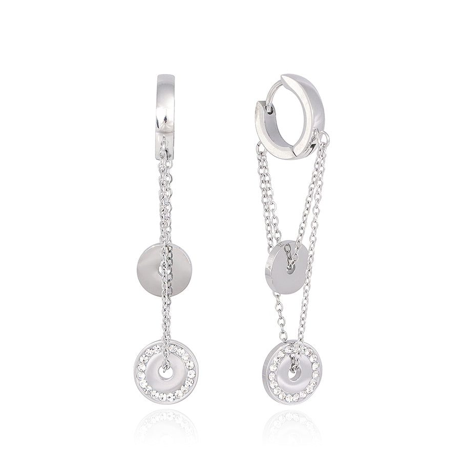 CLUE - Circle Cross Drop Surgical Steel One Touch Earrings